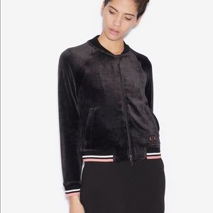 New Armani Exchange rib velvet bomber jacket